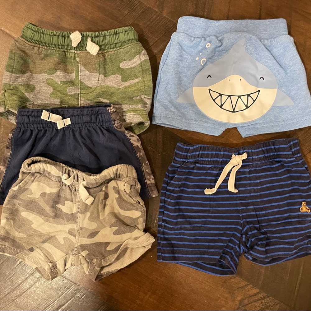 Pack of 5- baby boy shorts 0-3M and 6-12M